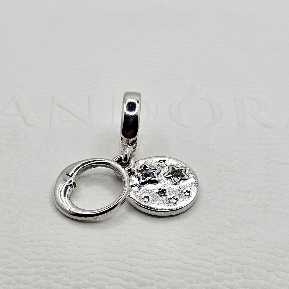 Authentic Pandora ⭐️RETIRED⭐️ MOON & STAR DANGLE CHARM - Picture 6 of 7